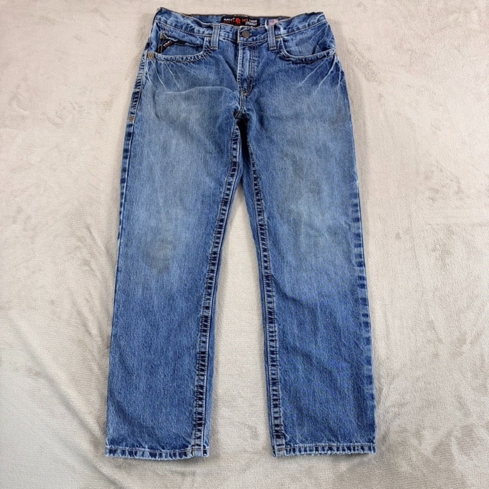 Ariat FR M3 Loose Straight Jeans Mens 33x30 Blue Wash Flame Resistant Denim Work